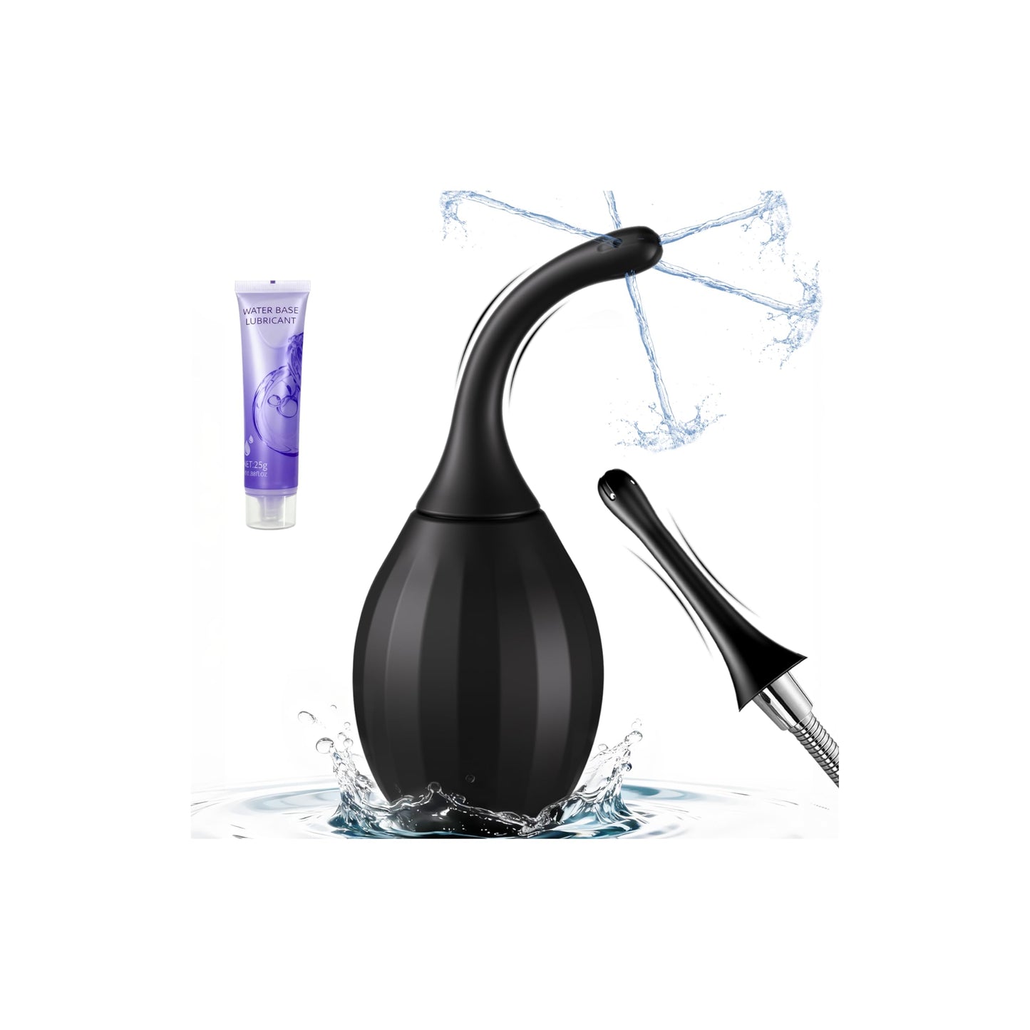 Enema Anal Douches for Men Women - Enema Bulb with Bendable Silicone Nozzles for Men Women Colon Cleanse, Anti Backflow Shower Douche Enema Kit with Lube, Anal Cleansing Feminine Care Douche Bottles