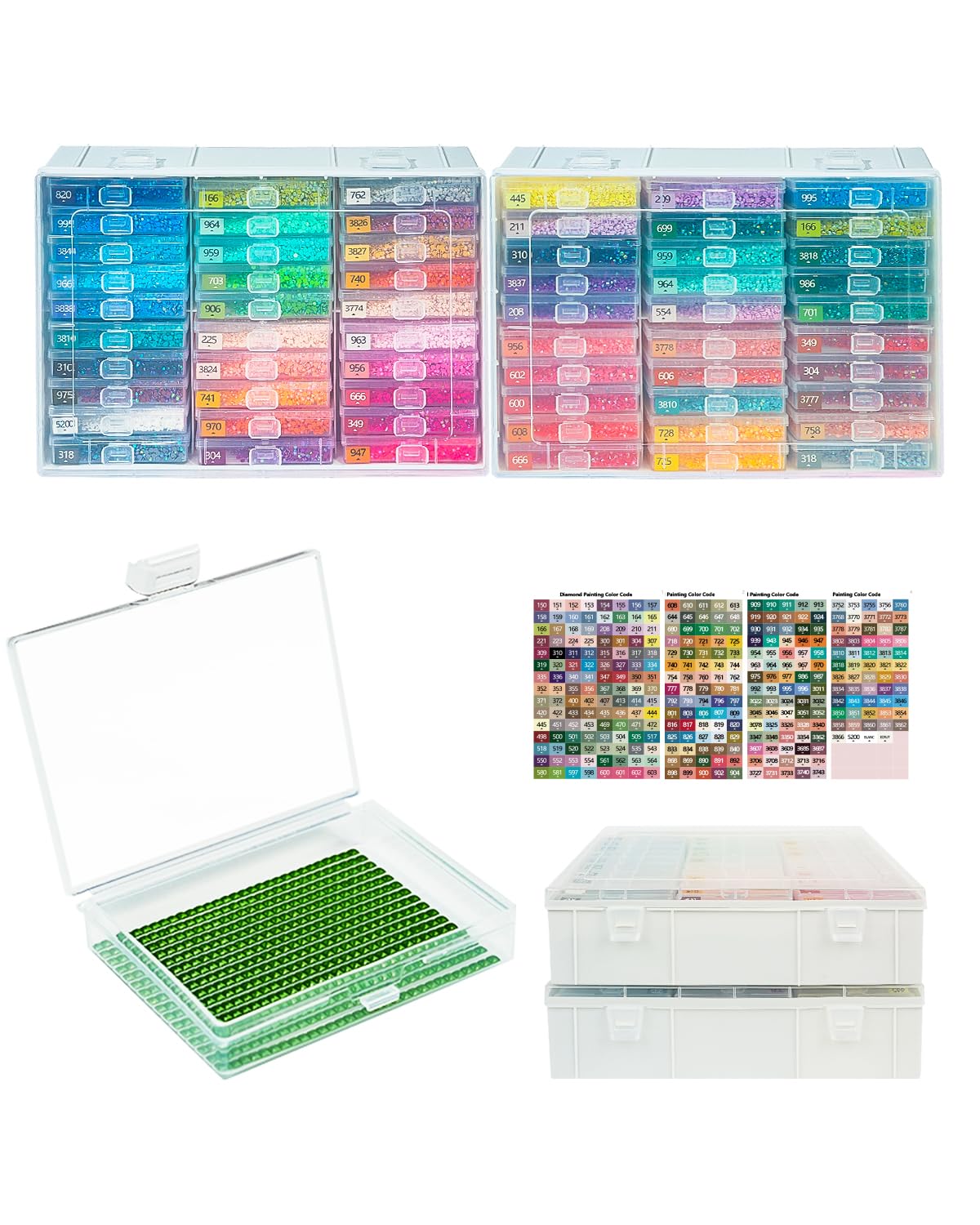 Diamond Art Trays with Lids, 60PCS Diamond Painting Trays with Lids & Diamond Art Storage, Diamond Painting Accessories for Beads (2 Packs)
