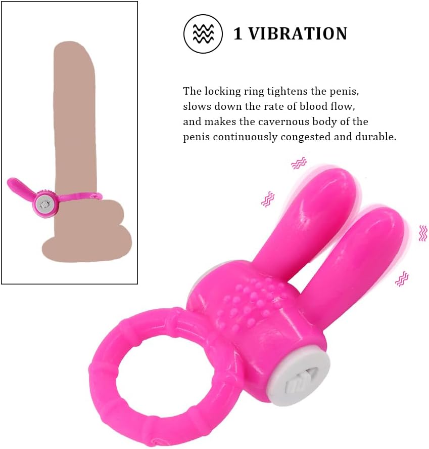 Silicone Vibrating Cock Ring with Rabbit Ears,Penis Ring for Couples Sex Toys G-spot Stimulation for Man Couples Sex Play Waterproof