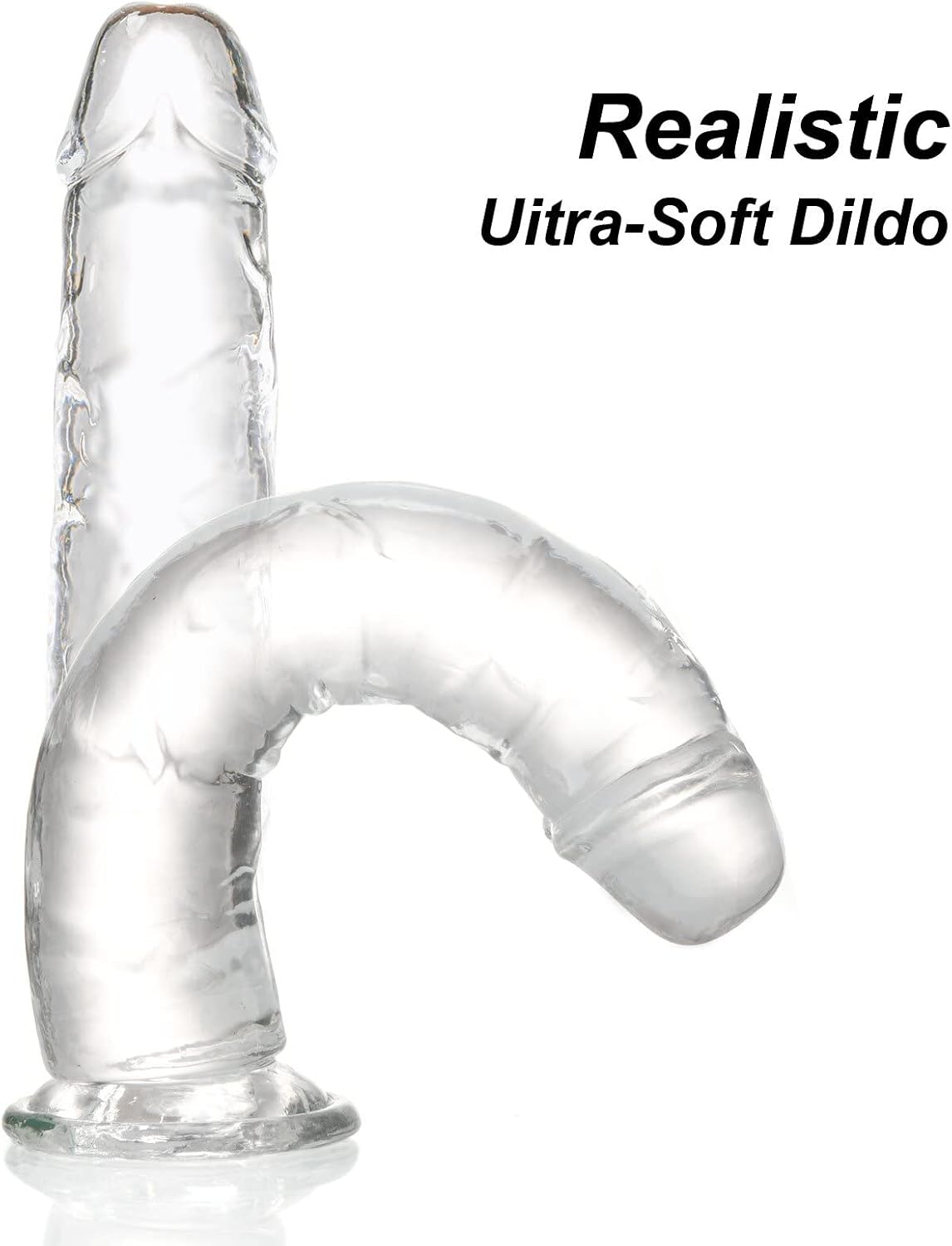 Realistic Dildo 7.1 inch, Clear Dildo with Strong Suction Cup for Hands-Free Play, Soft Material Adult Sex Toys for Beginner and Couple