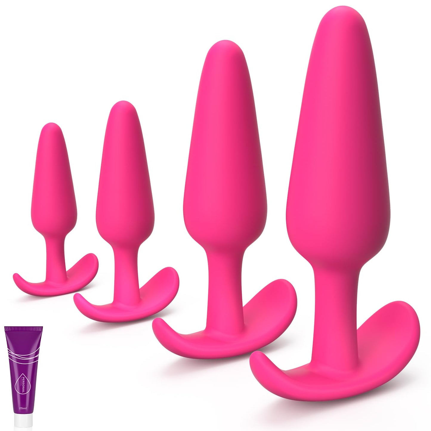 4PCS Silicone Anal Butt Plug Set, Beginner to Advanced, Trainer Kit with Flared Base for Women, Men Comfortable Long-Term Wear, Premium Training Sets, Sex Toys for Couples