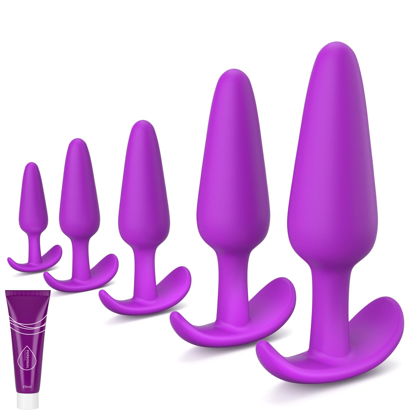 4PCS Silicone Anal Butt Plug Set, Beginner to Advanced, Trainer Kit with Flared Base for Women, Men Comfortable Long-Term Wear, Premium Training Sets, Sex Toys for Couples