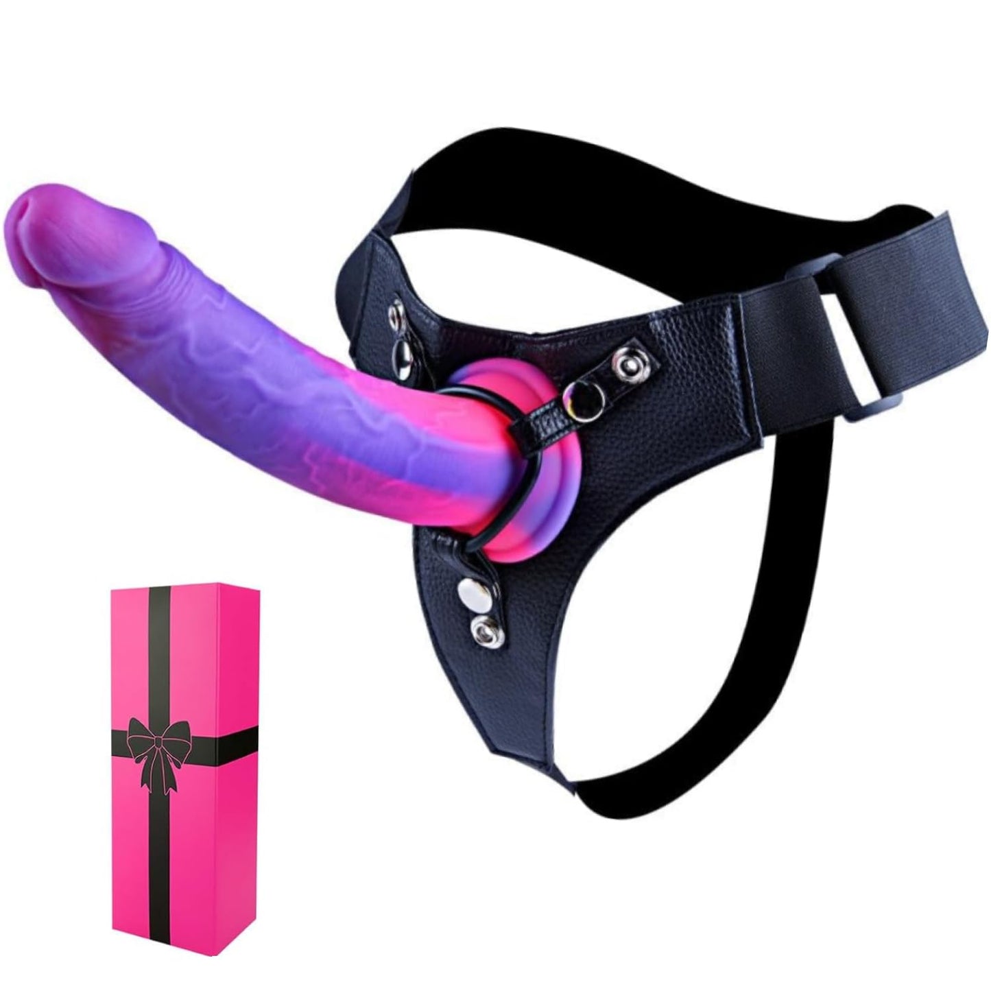 Strap on Beginner Slim Dildo Fantasy Small Sex Toy for Lesbian Women, Wearable Strapon Harness with 7 Inch Realistic Silicone Soft Anal Dildo Suction Cup, Adjustable Strap on 6 Inch Dick Adult Sex Toy