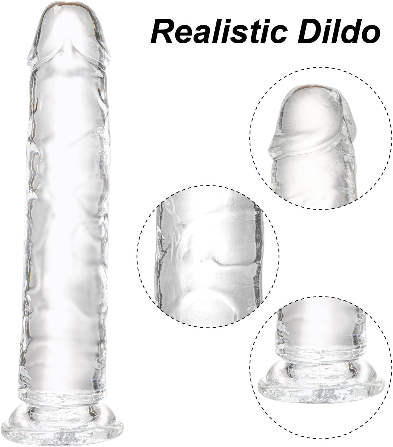 Realistic Dildo 7.1 inch, Clear Dildo with Strong Suction Cup for Hands-Free Play, Soft Material Adult Sex Toys for Beginner and Couple
