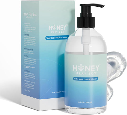 HoneyPlayBox Water Based Lube Personal Lubricant for Men, Women & Couples, Anal Lube, Non-Sticky, Easy-to-Clean, Toy & Condom Compatible, 16.91 Fl Oz