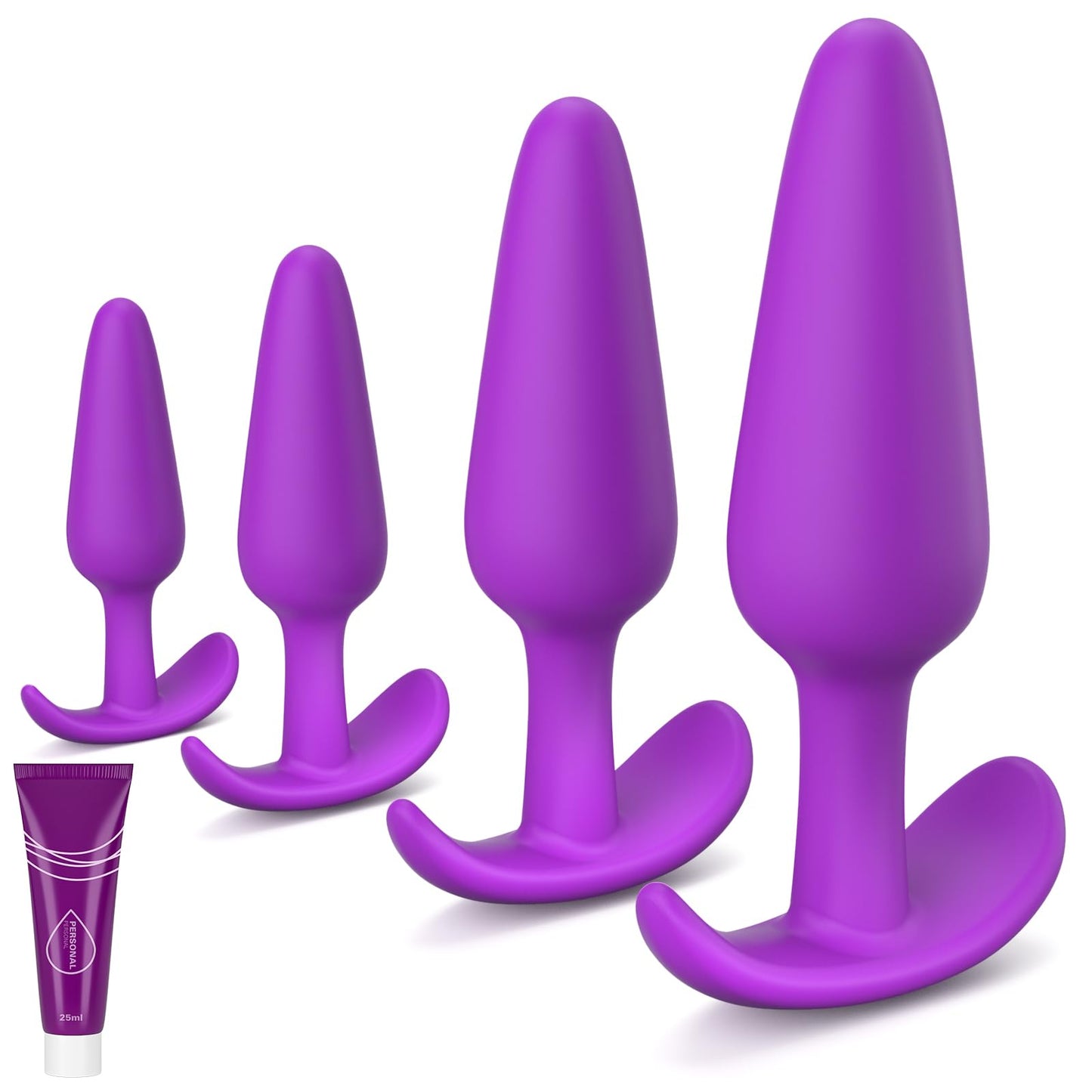 4PCS Silicone Anal Butt Plug Set, Beginner to Advanced, Trainer Kit with Flared Base for Women, Men Comfortable Long-Term Wear, Premium Training Sets, Sex Toys for Couples