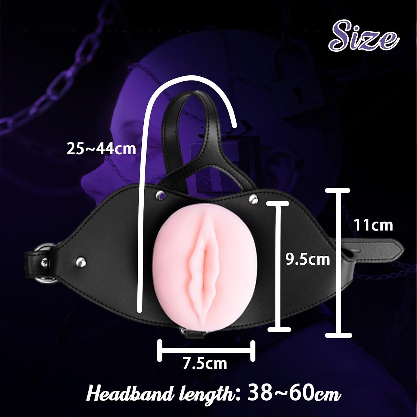 Oral Sex Mouth Gag Leather Bondage 3D Realistic Textured Tight Silicone Pocket Pussy Male Masturbator Deep Throat Sex Doll Mouth Gag with Lock Adjustable Adult Toy for Oral Sex Couples Kinky Toys