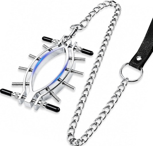 Metal Clit Vaginal Clamps Pussy Spreader for Intimate BDSM Play Kink Toys | Stainless Steel Vaginal Spreader with Secure Grip&Chain Clitorist Clamp Female Chastity Device Adjustable Pleasure BDSM Tools