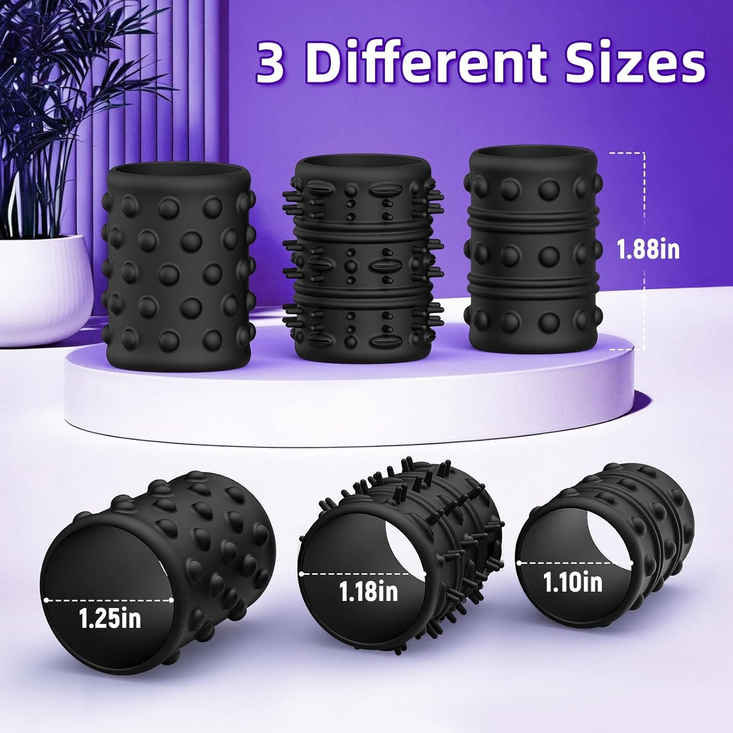 Penis Sleeve Cock Ring 6PCS, Penis Ring Cock Sleeve Male Sex Toys, Stretchy Textured Silicone Cock Ring Set, Delay Ejaculation Enhance Erection Long Lasting Stronger, Penis Extender Sex Toys for Men