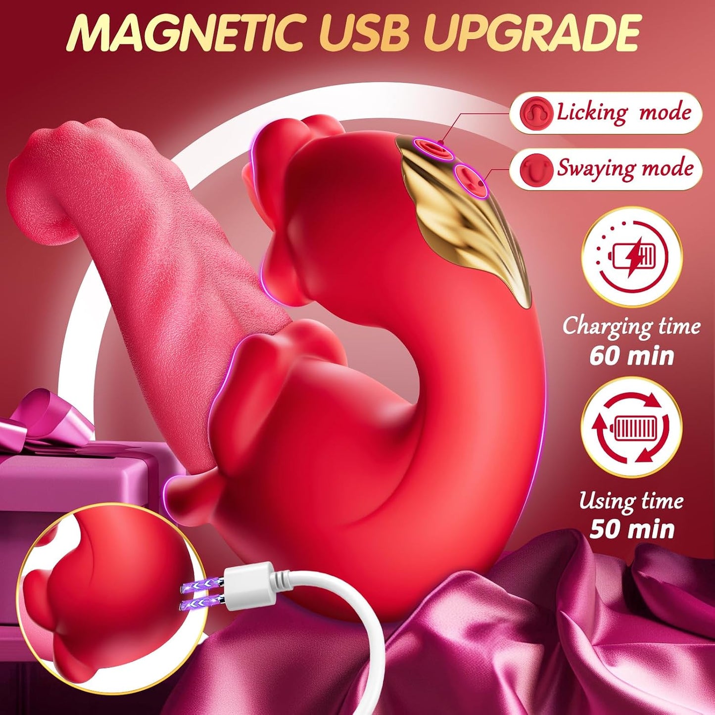 Sex Toys Realistic Tongue Vibrator for Women – Adult Toys with 10 Licking Clitoral & 10 Swing Vibration Modes, Rose Toy Dildo Vibrador, Adult Toy Stimulator Pleasure Tools for Female Couples
