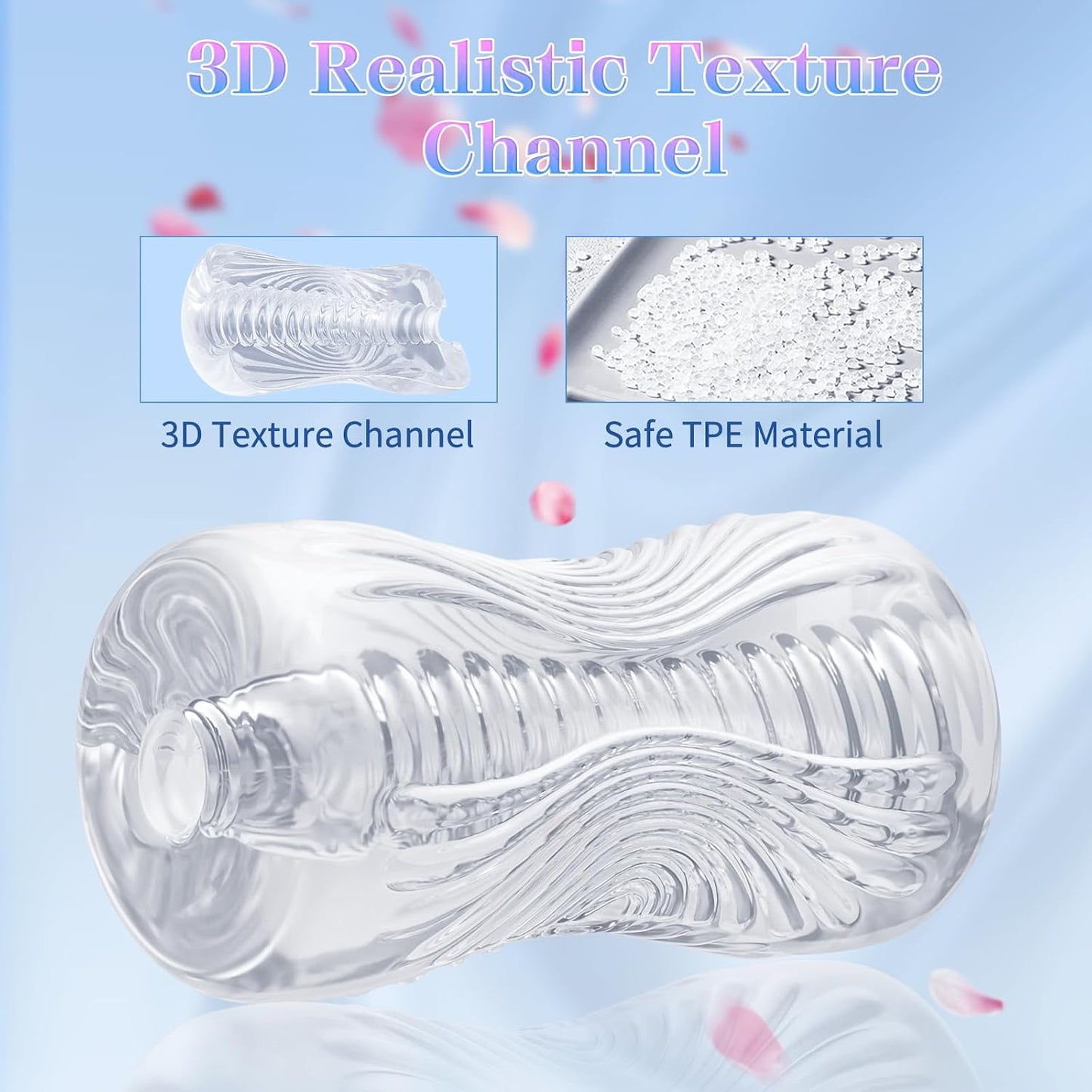 Abanney Male Masturbator Sex Toys - Adult Sex Toy Pocket Pussy, TPE Male Masturbation Sleeve, Penis Training Sex Toy for Men, 3D Realistic Texture Spiral Tunnel Stroker, Couple Sex Toys & Game (Clear)