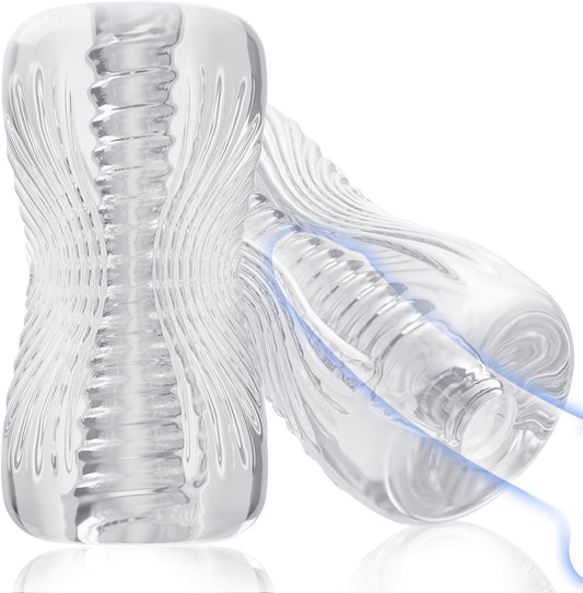 Abanney Male Masturbator Sex Toys - Adult Sex Toy Pocket Pussy, TPE Male Masturbation Sleeve, Penis Training Sex Toy for Men, 3D Realistic Texture Spiral Tunnel Stroker, Couple Sex Toys & Game (Clear)