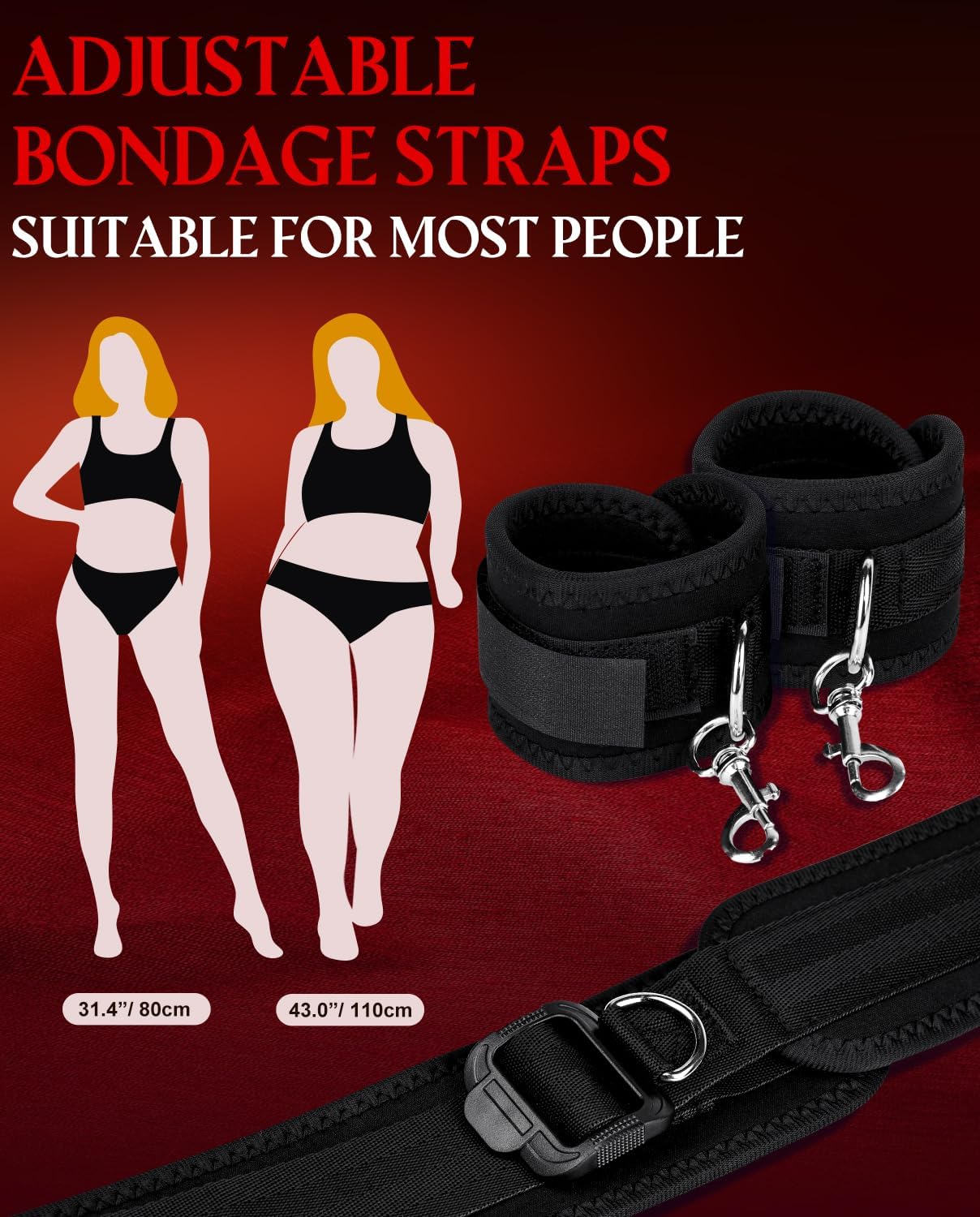BDSM Bondage Kit Couple Sex Toys for Beginners, Towuyi Adjustable Sex Restraints Set with Wrist & Ankle Cuffs, Blindfold and Leather Ball Gag, Soft Adult Bedroom Role Play Kit for Women & Men | Nylon BDSM Bodage Harness Set