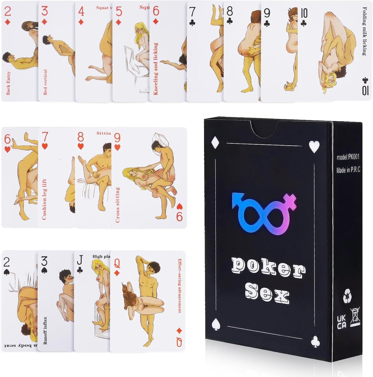 The Hottest 54 Positions Games Cards - Couples Games Cards Adults Spicy Playing Cards Sex Games for Date Night Funny Naughty Boyfriend Friend Gifts for Husband or Wife Position Decision Sex Toy