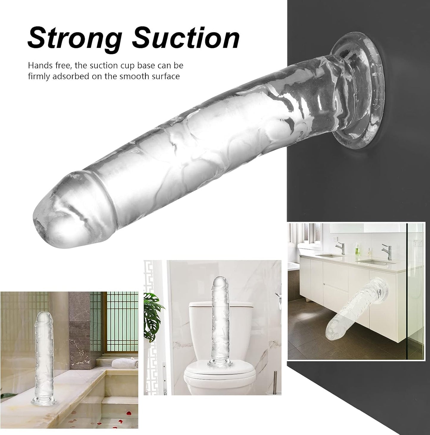 Realistic Dildo 7.1 inch, Clear Dildo with Strong Suction Cup for Hands-Free Play, Soft Material Adult Sex Toys for Beginner and Couple