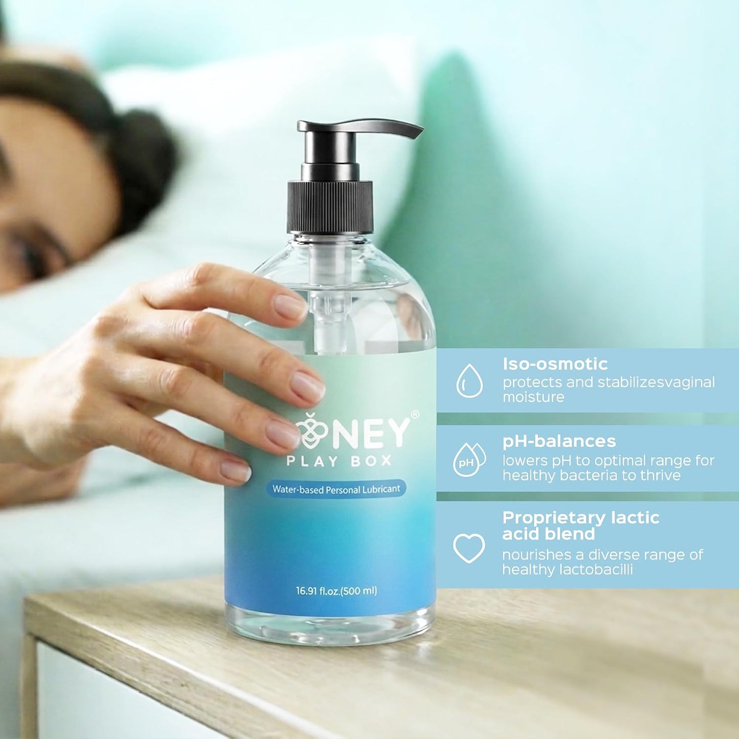 HoneyPlayBox Water Based Lube Personal Lubricant for Men, Women & Couples, Anal Lube, Non-Sticky, Easy-to-Clean, Toy & Condom Compatible, 16.91 Fl Oz