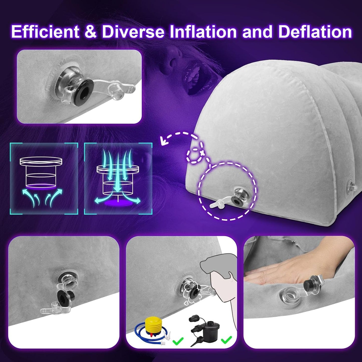 Sex Pillow Chair Swing Inflatable Cushion Bench Couples Sex Toys BDSM Kit & Suction Cup Realistic Dildo Mount, BDSM Toys Bondage Restraints Cuffs Adult Sex Toys for Men Women Couple Sex Toy Game