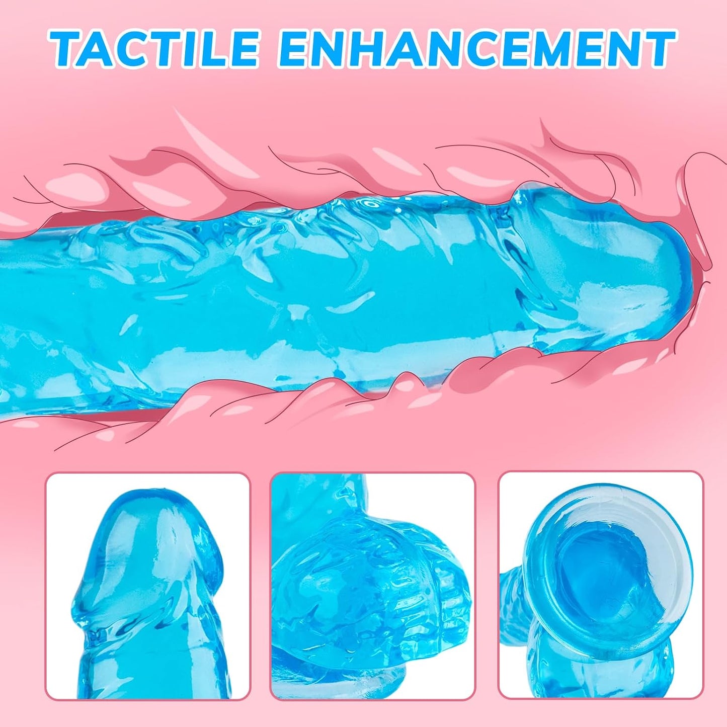 7 Inch Realistic Dildo, Soft Blue Dildos Sex Toy with Strong Suction Cup, Adult Toys for Vaginal G-Spot and Anal Play, Waterproof Flexible Lifelike Penis for Women Men Beginners Couples