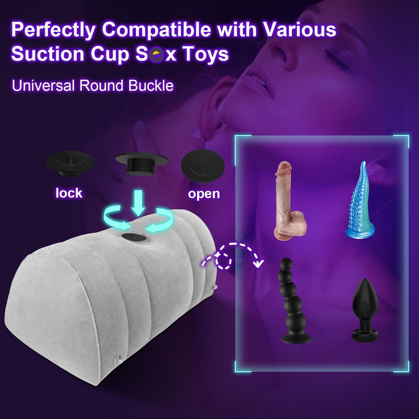 Sex Pillow Chair Swing Inflatable Cushion Bench Couples Sex Toys BDSM Kit & Suction Cup Realistic Dildo Mount, BDSM Toys Bondage Restraints Cuffs Adult Sex Toys for Men Women Couple Sex Toy Game