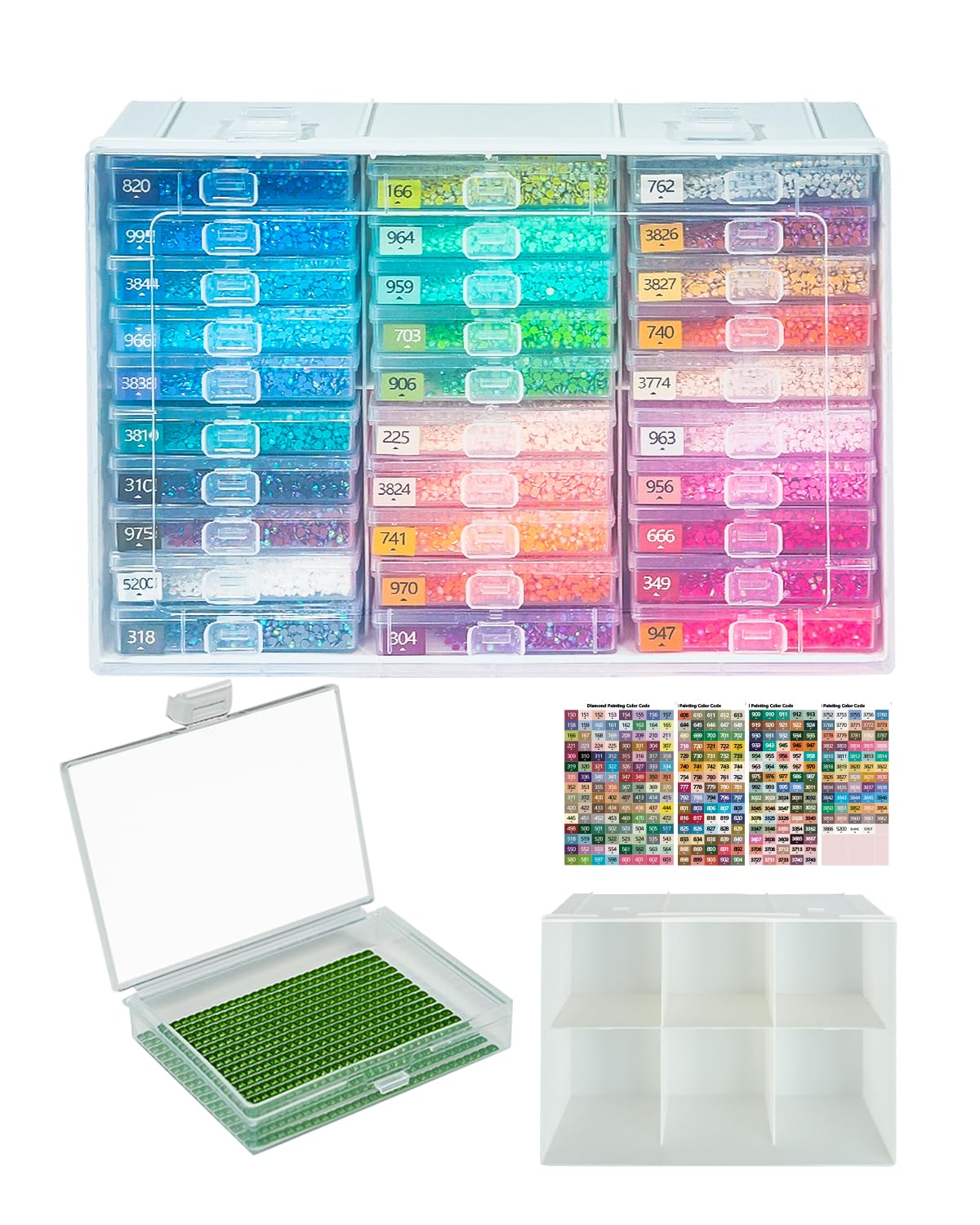 Diamond Art Trays with Lids, 60PCS Diamond Painting Trays with Lids ＆ Diamond Art Storage, Diamond Painting Accessories for Beads (2 Packs)