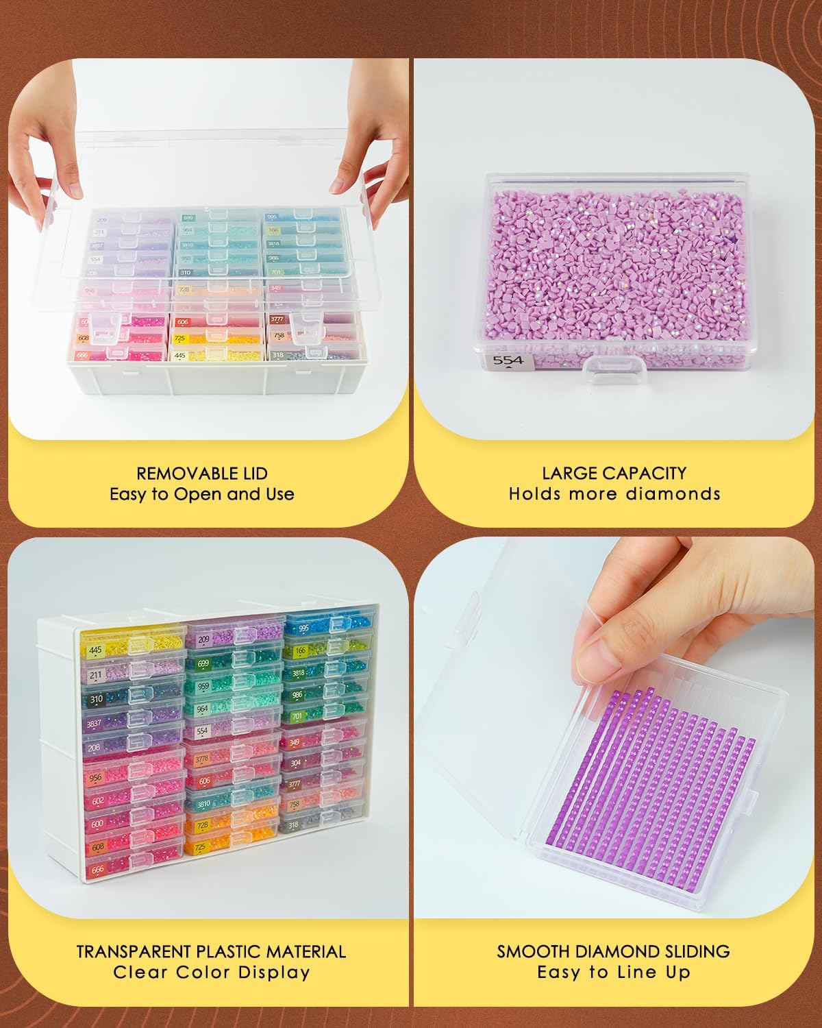 Diamond Art Trays with Lids, 60PCS Diamond Painting Trays with Lids ＆ Diamond Art Storage, Diamond Painting Accessories for Beads (2 Packs)