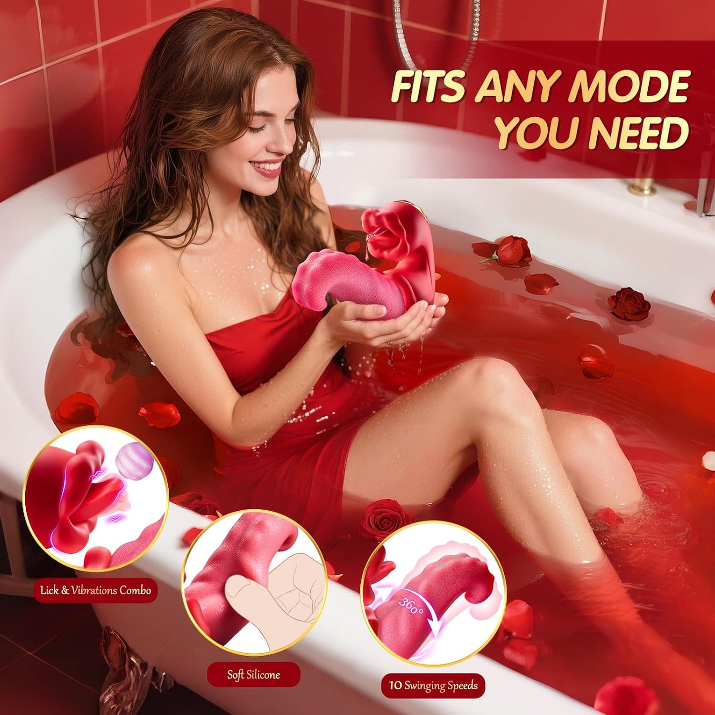 Sex Toys Realistic Tongue Vibrator for Women – Adult Toys with 10 Licking Clitoral & 10 Swing Vibration Modes, Rose Toy Dildo Vibrador, Adult Toy Stimulator Pleasure Tools for Female Couples