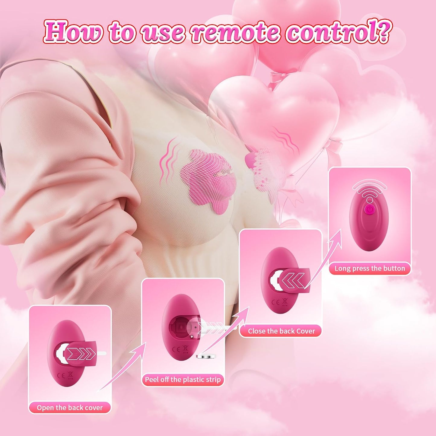 KUSHOR Nipple Toys Vibrator for Women, Vibrating Nipple Clamps Adult Toys with 10 Vibration Modes, Remote Controlled Nipple Toy Women Sex Toys, Adjustable & Wearable Nipple Vibrator for Women's Orgasm