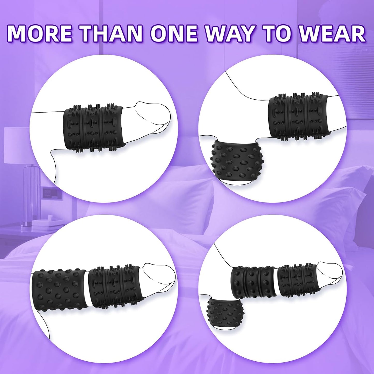 Penis Sleeve Cock Ring 6PCS, Penis Ring Cock Sleeve Male Sex Toys, Stretchy Textured Silicone Cock Ring Set, Delay Ejaculation Enhance Erection Long Lasting Stronger, Penis Extender Sex Toys for Men