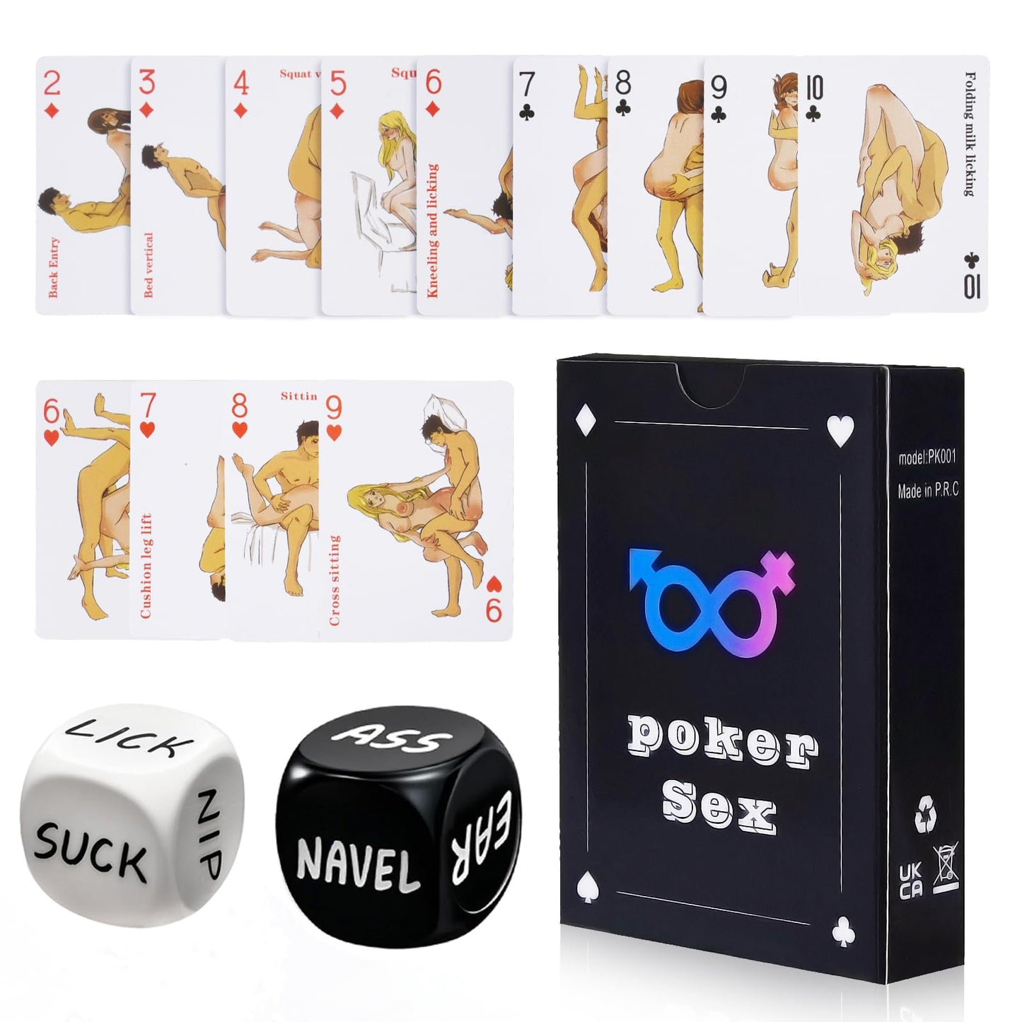 The Hottest 54 Positions Games Cards - Couples Games Cards Adults Spicy Playing Cards Sex Games for Date Night Funny Naughty Boyfriend Friend Gifts for Husband or Wife Position Decision Sex Toy