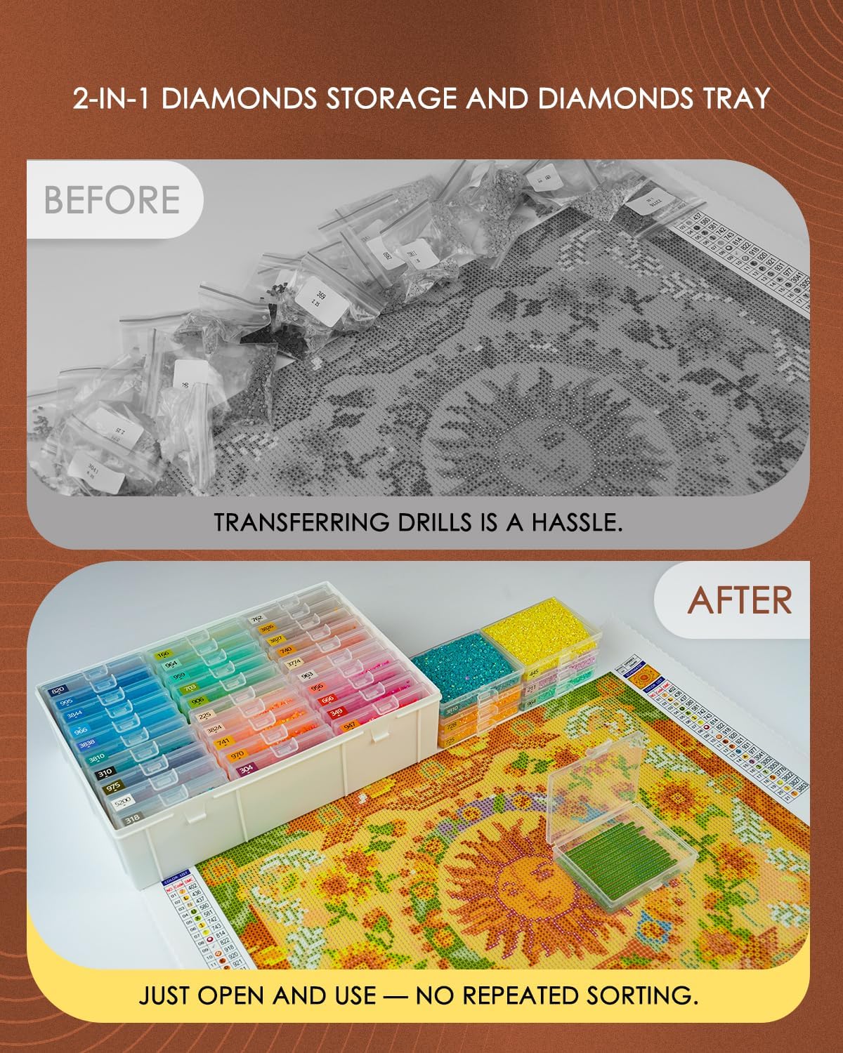 Diamond Art Trays with Lids, 60PCS Diamond Painting Trays with Lids ＆ Diamond Art Storage, Diamond Painting Accessories for Beads (2 Packs)