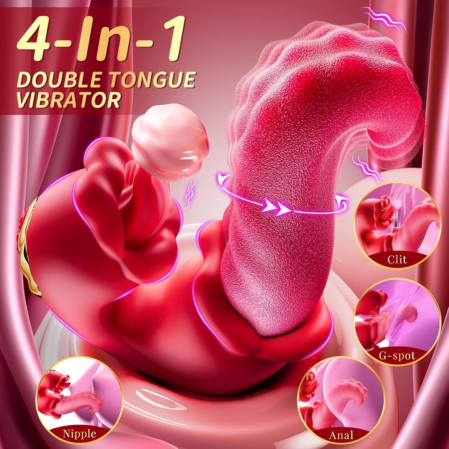 Sex Toys Realistic Tongue Vibrator for Women – Adult Toys with 10 Licking Clitoral & 10 Swing Vibration Modes, Rose Toy Dildo Vibrador, Adult Toy Stimulator Pleasure Tools for Female Couples