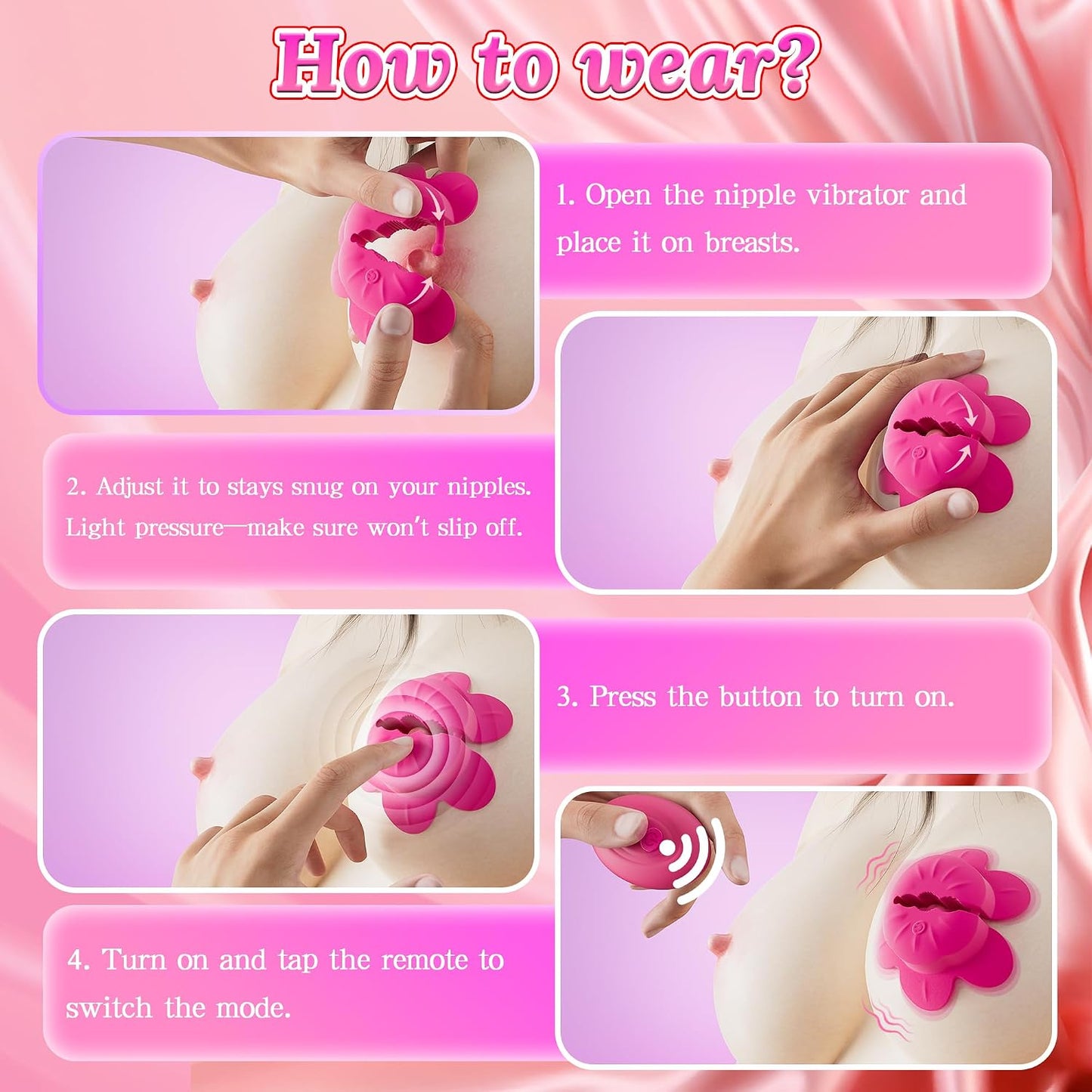 KUSHOR Nipple Toys Vibrator for Women, Vibrating Nipple Clamps Adult Toys with 10 Vibration Modes, Remote Controlled Nipple Toy Women Sex Toys, Adjustable & Wearable Nipple Vibrator for Women's Orgasm